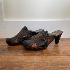 Vintage Y2K Stuart Weitzman Patchwork Leather Heeled Mules